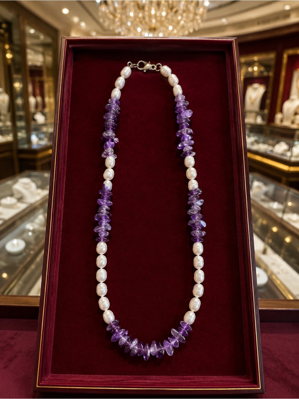 African Amethyst and Natural Pearls Necklace